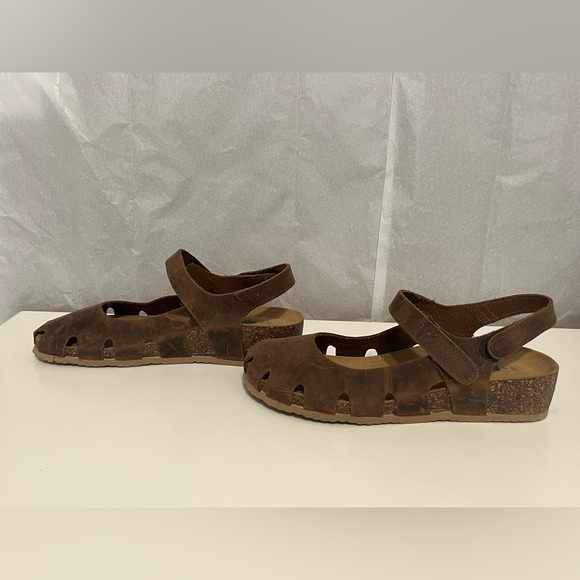 BIONATURA Solo Mary Jane Closed Toe Leather Sandals Cork Heel adjustable Sz 39/8 - Picture 3 of 9